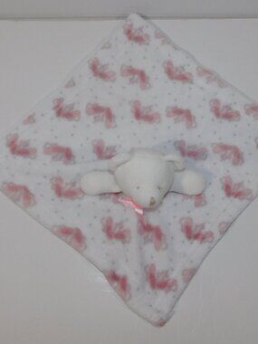 White Pink Teddy Bear Ballet Slippers Plush Security Blanket Baby Lovey Nunu